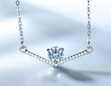 1.6ct Blue Topaz Pendant with Chain Round Cut Chevron Bar 14k White Gold Finish