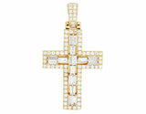 2.5ct Baguette Cut VVS1 Diamond Holy Cross Pendant 14k Yellow Gold Over NO CHAIN