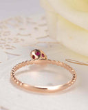 0.5ct Pear Cut Pink Ruby Beaded Ball Solitaire Engagement Ring 14k RoseGold Over