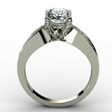 1.3ct Emerald Cut Diamond Accent Solitaire Engagement Ring 14k White Gold Finish