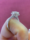 1.2ct Radiant Cut VVS1 Diamond Accent Halo Engagement Ring 14k White Gold Finish