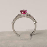 1ct Engagement Ring Oval Cut Pink Ruby Heart Split Shank 14k White Gold Finish