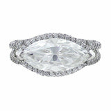 6Ct Marquise Cut Diamond Split Shank Queens Cocktail Ring 14K White Gold Finish