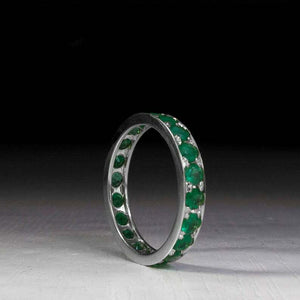 3ct Wedding Band Round Cut Emerald Full Eternity Stackable 14k White Gold Finish