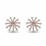 1ct Round Cut VVS1 Diamond Flower Stud Earrings Women 14k White Rose Gold Finish