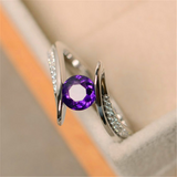 0.3ct Round Cut Purple Amethyst Engagement Ring 14k White Gold Finish Solitaire