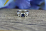 0.5ct Round Blue Sapphire Engagement Ring Celtic Trinity Knot 14k WhiteGold Over