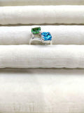 2ct Engagement Ring Cushion Green Emerald Two Stone Bypass 14k White Gold Finish