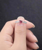 1.2ct Round Cut Ruby Engagement Ring Solitaire with Accent 14k White Gold Finish