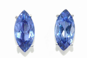 1.5ct Stud Earrings Marquise Cut Blue Tanzanite Solitaire 14k White Gold Finish