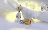 2ct Pear Cut Yellow Citrine Elegant Teardrop Drop Earrings 14k White Gold Finish