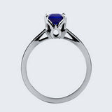 1.4ct Emerald Blue Sapphire Engagement Ring Solitaire Love 14k White Gold Finish