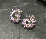 1.5ct Drop Earrings Round Cut Purple Amethyst Swirl Twist 14k White Gold Finish