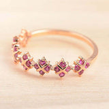 1ct Round Cut Pink Ruby Stylish Petite Half Eternity Band 14k Rose Gold Finish