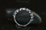 3Ct Round Cut Alternate Blue Sapphire Diamond Stackable Band 14K White Gold Over