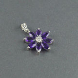 2.2ct Purple Amethyst Pendant Marquise Cut Floral 14k White Gold Finish NO CHAIN