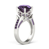 1.5ct Round Cut Purple Amethyst Solitaire Engagement Ring 14k White Gold Finish