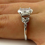 3.5Ct Oval Cut Diamond Leaf Accent Design Engagement Ring 14K White Gold Finish