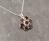 2.7ct Red Garnet Pendant Round Cut Cluster Design 14k White Gold Finish NO CHAIN