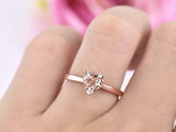 1ct Heart Cut Peach Morganite Engagement Ring Solitaire 14k Rose Gold Finish