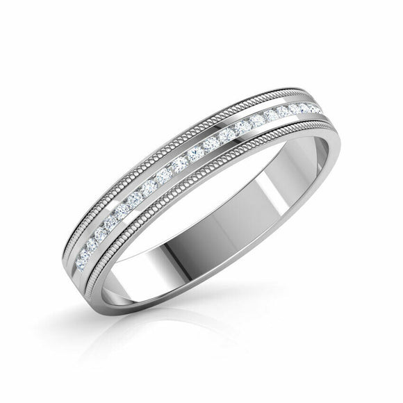 1ct Wedding Ring Band Round Diamond Milgrain Half Eternity 14k White Gold Finish