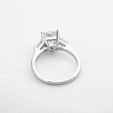 1.3ct Heart Diamond Engagement Ring Baguette Accent Trilogy 14k White Gold Over