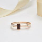 0.75ct Baguette Cut Pink Ruby Minimalist Futuristic Ring 14k Rose Gold Finish