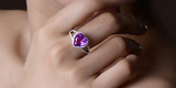 3ct Heart Cut Purple Amethyst Engagement Ring Split Shank 14k White Gold Finish