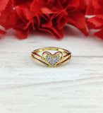 0.4ct Round Cut Moissanite Love Heart Engagement Ring 14k Yellow Gold Plated