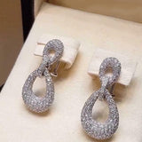 6Ct Round Cut Diamond Cluster Party Water Drop Earrings 14K White Gold Finish