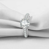 2.6ct Round Cut VVS1D Diamond Solitaire with Accents Ring 14k White Gold Finish