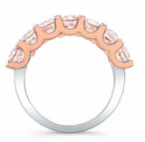 4ct Cushion Peach Morganite Half Eternity Engagement Ring 14k Dual Tone Finish