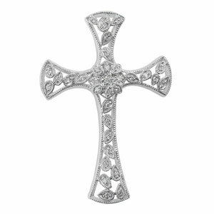 3ct Round Cut Diamond Filigree God Cross Pendant 14k White Gold Finish NO CHAIN