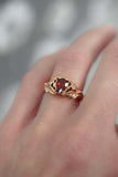 1ct Pear Cut Red Garnet Engagement Ring Floral Petal Leaf 14k Rose Gold Finish