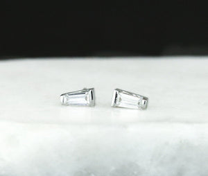 0.5ct Baguette Simulated Diamond Geometric Stud Earrings 14k White Gold Plated