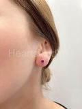 0.7ct Round Simulated Pink Ruby Floral Halo Stud Earrings 14k White Gold Plated