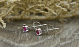 1ct Round Cut Pink Ruby 4 Prong Solitaire Stud Earrings 14k White Gold Finish