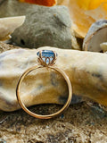 2.4ct Engagement Ring Round Cut Blue Topaz Solitaire Women 14k Rose Gold Finish