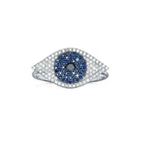 2ct Round Cut Blue Sapphire Engagement Ring 14k Yellow Gold Over Evil Eye Design