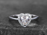 1ct Heart Cut VVS1D Diamond Valentine Gift Engagement Ring 14k White Gold Finish