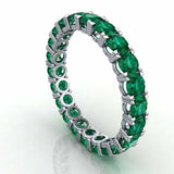 2.5ct Round Cut Green Emerald Wedding Band Iced Full Eternity 14k WhiteGold Over