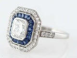 4ct Cushion Diamond Engagement Ring Blue Sapphire Dual Halo 14k White Gold Over