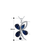 4ct Pear Cut Blue Sapphire Butterfly Pendant with Chain 14k White Gold Finish