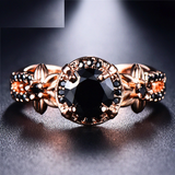 2ct Round Black Diamond Engagement Ring 14k RoseGold Finish Halo Infinity Floral