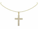 2.5ct Round Diamond Square Cluster Cross Pendant 14k Yellow Gold Finish NO CHAIN