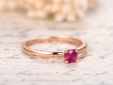 0.3ct Round Cut Pink Ruby Engagement Ring Minimalist Solitaire 14k RoseGold Over