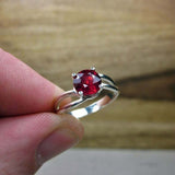 1.5ct Round Pink Ruby Engagement Ring Split Band Solitaire 14k White Gold Finish