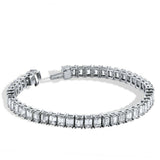 15Ct Emerald Cut Sparkle VVS1/D Diamond Tennis Bracelet 14K White Gold Finish