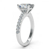 2.5ct Princess Cut VVS1D Diamond Shoulder Engagement Ring 14k White Gold Finish