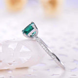 1.3ct Cushion Green Emerald Engagement Ring Diamond Accents 14k White Gold Over